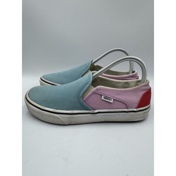 Vans woman's 8.0 Baby blue pink red 751505 slip on old skool used nice - Picture 1 of 7